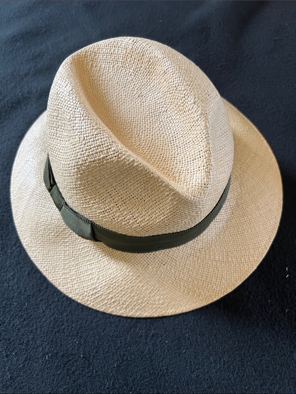 Italian Classic all-Straw Fedora with Green Band